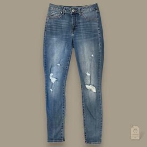 Rewash Distressed Skinny Jeans Women’s Sz 5/27 Blue Mid Rise Stretch Denim